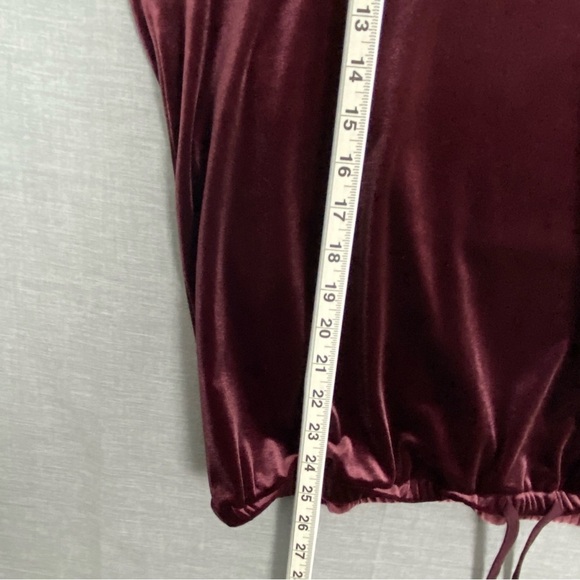 NEW Loft Velour Top Plum Short Sleeve Drawstring Waist Sz XL - Picture 9 of 9